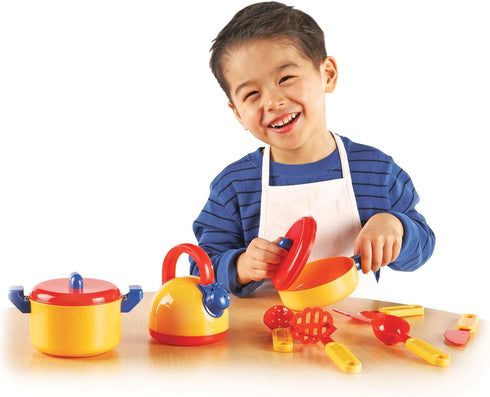 Learning Resources Pretend & Play Cooking Set - 10 Pieces, Ages 3+ Pretend Play Food for Toddlers, Preschool Learning Toys, Kitchen Play Toys for ...