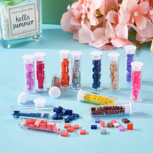 Craftdady 260Pcs 2 Hole Glass Seed Beads 5mm Pastel Tila Beads Crystal Glass Tile Beads Square Waist Beads Kit for Crafts DIY Multi-Strand Bracele...