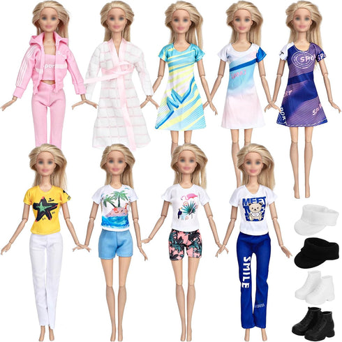 SOTOGO 13 Pieces Doll Clothes and Accessories for 11.5 Inch Girl Doll Energetic Girl Playset Include 9 Sets Doll Sports Wear Fashion Dresses Doll ...