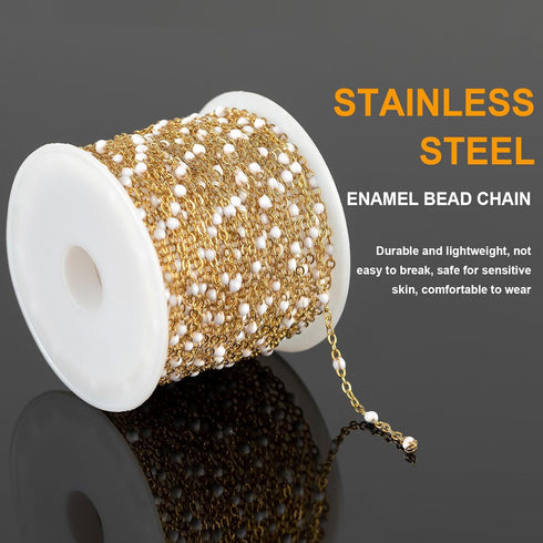 KYUNHOO 16.4 Feet/5M Stainless Steel Beaded Chain for Jewelry Making Gold Filled Chain Bulk Thin Cable Link Chains with Jewelry Findings for DIY C...