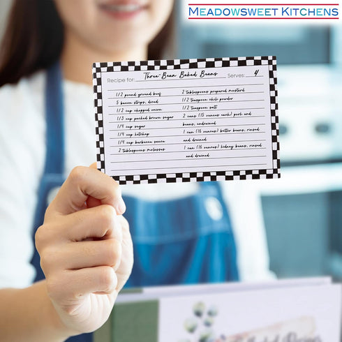 Meadowsweet Kitchens Recipe Card Set - 25 Double Sided Recipe Cards 4 x 6 Inch, Perfect Size Blank Cards for a Recipe Card Box, Make Your Own Pers...