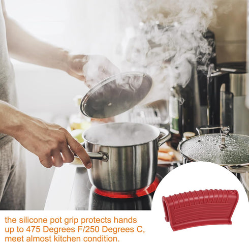 uxcell 2pcs Silicone Assist Hot Pan Handle Holder Hot Skillet Handle Covers Pot Holder Sleeve Non-Slip Heat Resistant for Kitchen Pot Frying Pans ...