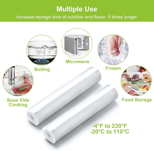 Bonsenkitchen Vacuum Food Sealer Rolls Bags, 2 Packs 8 in x 20 ft, BPA Free, Durable Commercial Customized Size Bags for Storage and Sous Vide Coo...