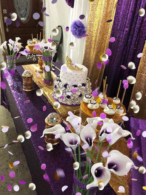 Purple Silver Confetti/Purple Birthday Party Decorations Centerpiece Table Party Decorations/Engagement Baby Shower/Wedding Purple Graduation 2025...