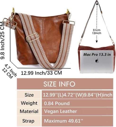 KlaOYer Hobo Bags for Women Vegan Leather Guitar Strap Shoulder Purses and Handbags...