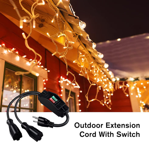 2 Way Extension Cord with On/Off Switch 3 Prong Outdoor Extension Cord Splitter, Heavy Duty Extension Cord with SJTW 14AWG 15A/125V and 18AWG 10A/...