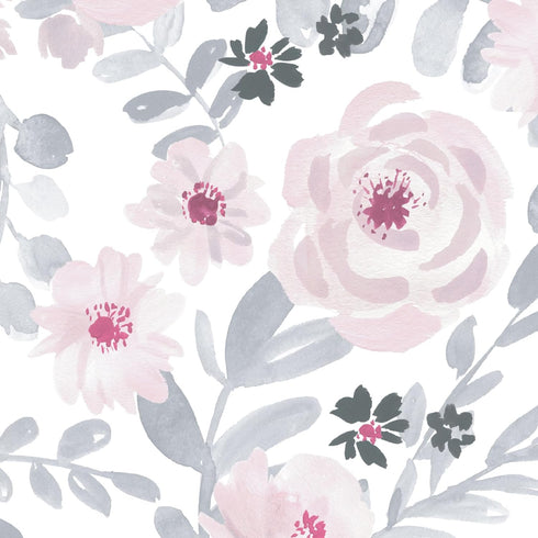 Bedtime Originals Blossom Fitted Mini Crib Sheet - Pink, Gray, White, Floral...