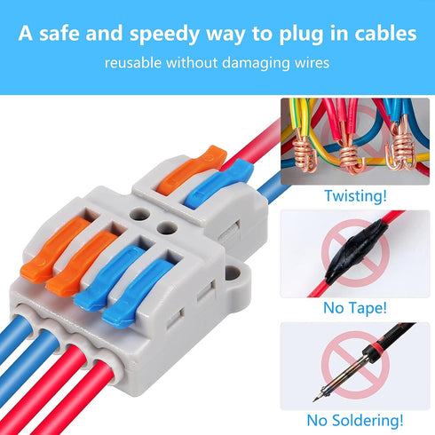 MELFIE 20PCS Lever Wire Connectors, 2 in 4 Out Quick Wire Connectors, Electrical Lever Nuts Wire Connectors Push-in Conductor Terminal Block AWG 2...