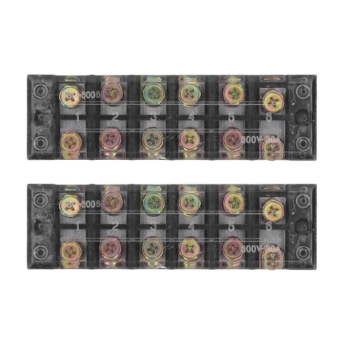 2pcs 60A 600V Terminal Strip, Dual Row Screw Clamp Wire Terminal Block with Clear Cover for Bridge Lighting, Connectors for Electrical Cables for ...