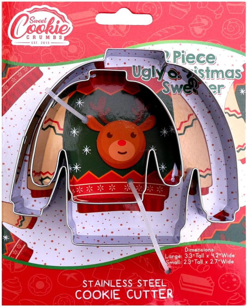 Ugly Christmas Sweater Cookie Cutter, Premium Food Grade Stainless Steel, Dishwasher Safe (Christmas Sweater 2 Piece)...