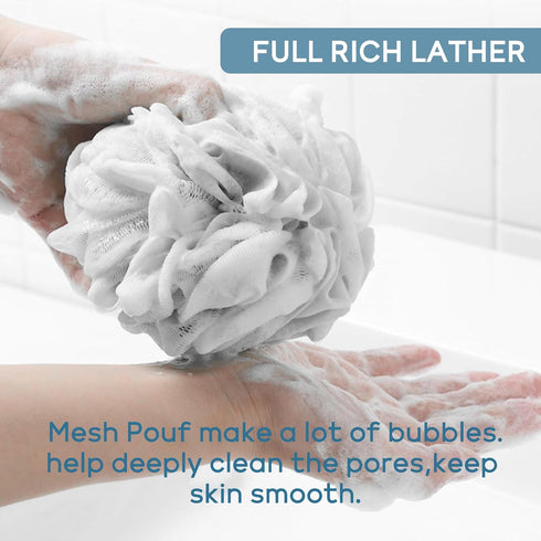 Multi Color Optional Shower Ball Soft Sponge Scrubbing, Exfoliating and Skincare Removing Bath Sponge Luffa Body Scrub Cotton Mesh Bag Shower Ball...