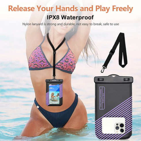 Waterproof Phone Pouch 2Pcs(S+L),Waterproof Phone Lanyard Case,IPX8 Floating Waterproof Phone Case Dry Bag for iPhone 1514 Pro 13 13 Pro Max 12 11...