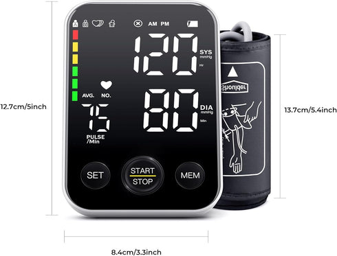 Blood Pressure Monitor Upper Arm Blood Pressure Monitors for Home Use BP Machine with 2x120 Reading Memory Adjustable Arm Cuff 8.7"-15.7" Large Di...