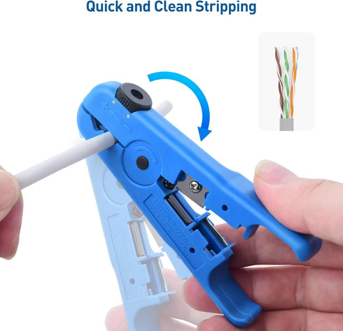 Cable Matters 2-Pack Wire Strippers/Cable Stripper in Blue, 8-16 AWG, Max 0.3 Inches/7.6mm OD Support, Adjustable Blade, Precision Cable Stripper ...