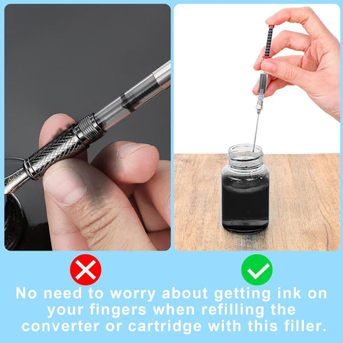 6 Pack Fountain Pen Ink Syringe Filler, 3.4mm Bore Diameter Fountain Pen Spring Converter Ink Auxiliary Absorber Ink Filling Syring with Removable...