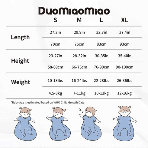 Duomiaomiao Unisex Baby Sleep Sack, Baby Sleeping Bag, Baby Wearable Blanket for Toddler Girls Boys...