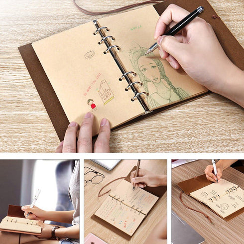 Leather Journal Notebook, MALEDEN Vintage Travel Journal for Women Refillable Sketchbook Diary Planner with Unlined Pages and Zipper Pocket...