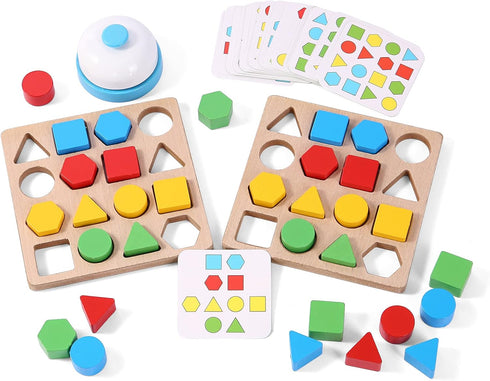 Wooden Puzzles Shape Color Matching Board Games Preschool Educational Montessori Toys for Kids 3 4 5 6 Years Old Boys Girls Brain Teaser Puzzle Lo...