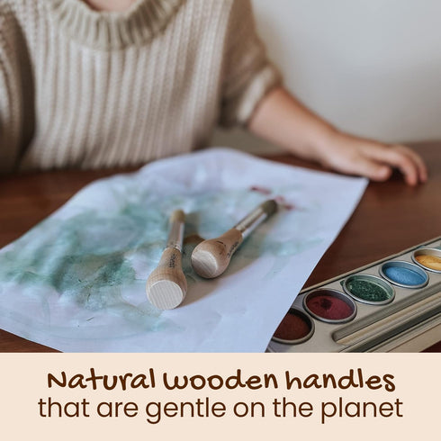 Honeysticks My First Paint Brush Set - 3 Pack: Ideal for Babies and Toddlers. Jumbo Brushes with Chubby Wood Handles for Easy Grip, Vegan. Include...
