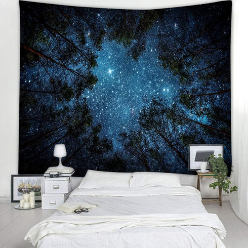Llamazing Forest Tapestry Home Decor Landscape Tapestry Living Room Bedroom Decoration Tapestry Magic Tapestry Curtain (Looking Up at The Stars, 9...