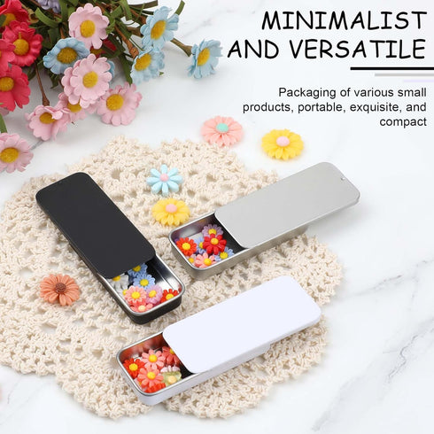 3Pcs Metal Box Containers Matte Mini Slide Top Boxes Rectangular Empty Hinged Container Portable Small Home Storage Organizer Kit for Candies Jewe...