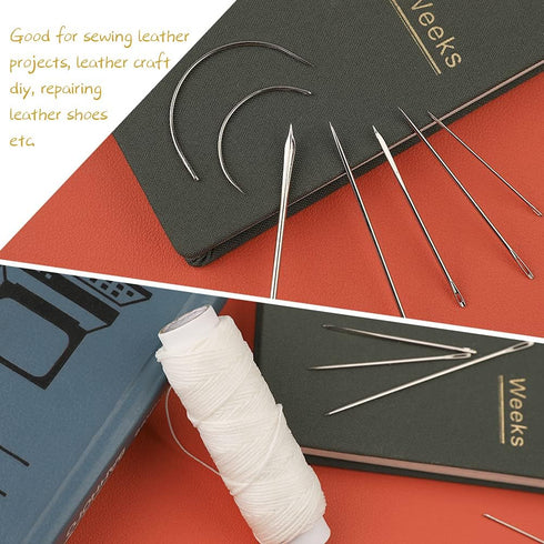 32 Yards Waxed Thread with Leather Hand Sewing Needles,150D Flat Sewing Waxed Thread and Leather Repair Needles for Home Upholstery Carpet Leather...