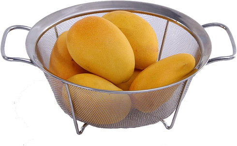 Stainless Steel Mesh Colander Strainer Basket, 2.5 Quart Fine Mesh Net Colander with Heavy Duty Handles & Wide Rim & Resting Feet for Strain, Drai...