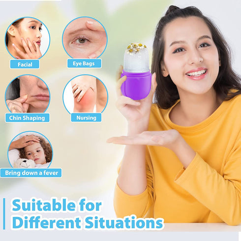 Ice Roller For Face Silicone Ice Face Roller Skin Care Facial Ice Roller Icing Tool Ice Holder For Face Icing Ice Mold For Face Icing Face Ice Pod...