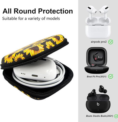 Earbud Case,Headphone Organizer Earbud Storage Bag, Hard EVA Shockproof Cover Carrying Case with Carabiner Clip Compatible with AirPods Pro 2nd /3...