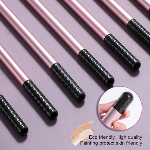 BS-MALL Makeup Brushes 16 Pcs Purple Short Handle Travel Makeup Brus Set with 1 Triangle Puff (Purple)…...