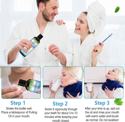Natural Coconut Pulling Oil (8 Fl.Oz),with Tongue Scraper+Measuring Cup,Pulling Oil Mouthwash for Teeth, Pulling Oil for Teeth Whitening and Healt...