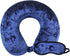 Cloudz Crushed Velvet Ultra Premium Comforlite Memory Foam Airplane Travel Neck Pillow with Matching Luxuriously Soft Black Out Sleep Mask - Blue...