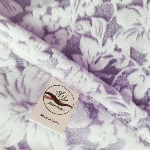 FY FIBER HOUSE Flannel Fleece Throw Blanket Super Soft Lightweight Microfiber with Flower Print for Couch, 50"X60", Lavender...