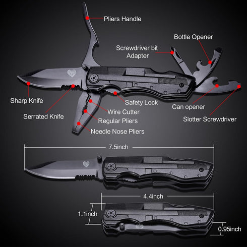 14 in 1 Multitool Pocket Knife Set for Men, Tactical Multi Tool Plier with Nylon Sheath for Outdoor, Camping, Survival, Dad, Boyfriend, Husband Gi...