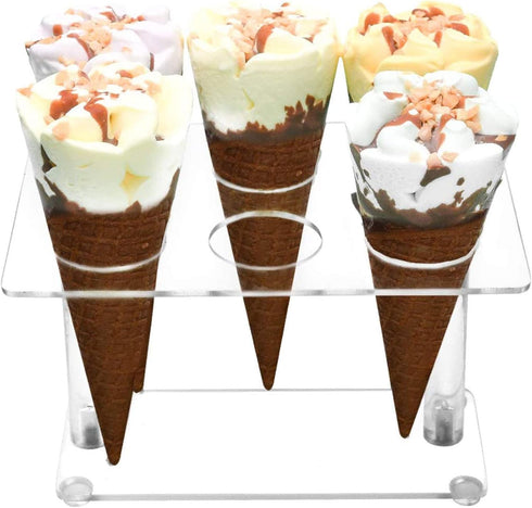 Ailelan Cone Display Stand - Clear Acrylic Ice Cream Cone Holders for Parties, Weddings, Buffets & Christmas (6 Holes)...