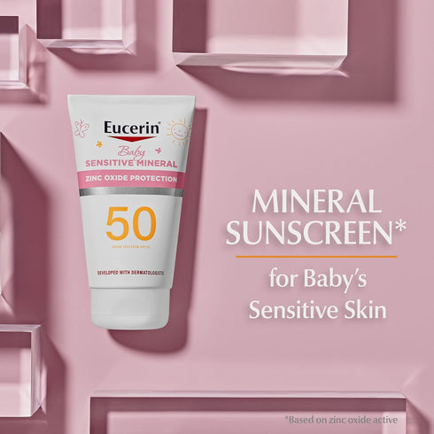 Eucerin Sun Sensitive Mineral Baby Sunscreen SPF 50, Sunscreen Lotion with Zinc Oxide Protection, Mineral Sunscreen, 4 Fl Oz Tube...