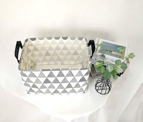 KUNRO Rectangle Toy Bin Waterproof storage organizer for Nursery Hamper Home decor Closet Kids Bedroom Laundry Baby Gift Shelf Baskets(Gray triang...