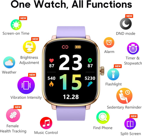 Popglory Smart Watch, 1.69'' Fitness Watch Women Men with Heart Rate, Blood Pressure, Blood Oxygen & Sleep Monitor, 110 Sports Modes Fitness Track...