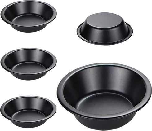 5Inch Mini Pie Pans, Pie Plates for Baking, 7.8Oz Round Bakeware Set for Baking Pies, Cakes, Tarts, Desserts - Black...
