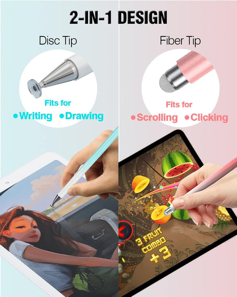 Stylus Pens for Touch Screens, 2 in 1 High Precision Universal Stylus Pen for iPad Compatible with Apple, iPhone, iPad, Android, Samsung Tablets, ...