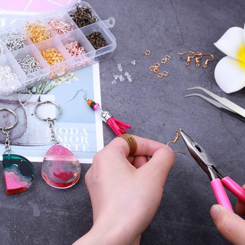 Earring Hooks, Audab 1400pcs Making Kit with 200pcs Ear Ring 1000pcs Jump Rings, Backs and Jewelry Pliers for Supplies Findings...