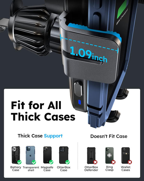 JOYROOM Wireless Car Charger Mount, Auto-Clamping 15W Max Qi Fast Charging Wireless Phone Charger for Car, Super Stable & Hands-Free Air Vent Car ...