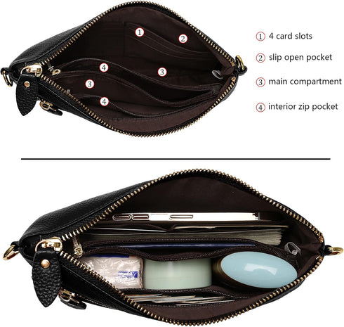 Uromee Wristlet Wallet Clutch Purses for Women Genuine Leather Crossbody Bag Handbag with Detachable Shoulder Chain...