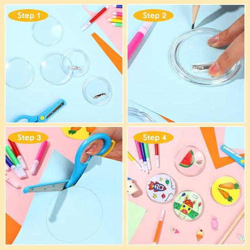 50 Pack Acrylic Button Pins Badge Clear Button Pins Custom Button Pins Kit Blank Button Pins Bulk Photo Buttons Make Your Own Buttons Pins for DIY...