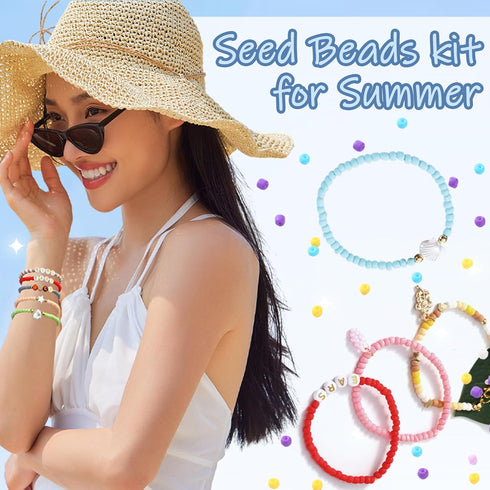 4mm Seed Beads Bracelet Making Kit, Glass Beads for Bracelets Friendship Bracelet Kit, Coloured Waist Beads Kit with Letter Beads Pearl Charm Bead...