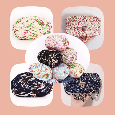 1 PCS Colorful T-Shirt Yarn Knitting Yarn Fabric Crochet Cloth for DIY Knitted Fabric Art (#53 Yellow&Green)...