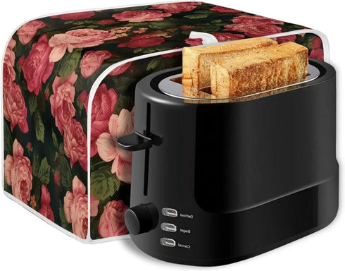 Flower Peony Toaster Cover 4 Slide Wide Slot Small Appliance Decoration Accessories, Dustproof Bakeware Cover Toaster Machine Cover, Red...
