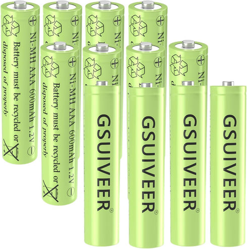 AAA Rechargeable Solar Light Batteries NiMh 1.2V 600mAh for Outdoor Garden Solar Lights, Battery String Lights Pre Charged(12 Pack)...