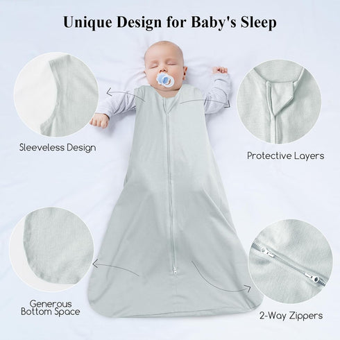 david's kids 100% Cotton Baby Sleep Sack 0-6 Months, Soft Baby Wearable Blankets with 2-Way Zipper, 2 Pack Comfy Sleeping Bags for Infant Newborn ...