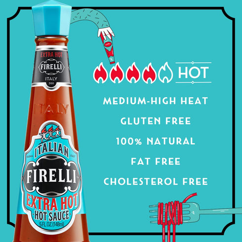 FIRELLI Extra Hot Italian Hot Sauce - 5oz Bottle (Pack of 2)...